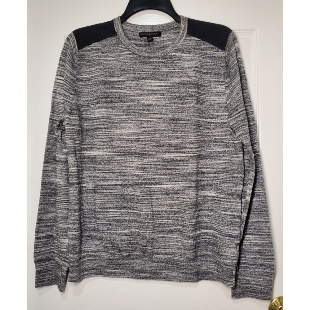 Banana Republic Men’s Marled Knit Sweater Size M Gray Crewneck Pullover